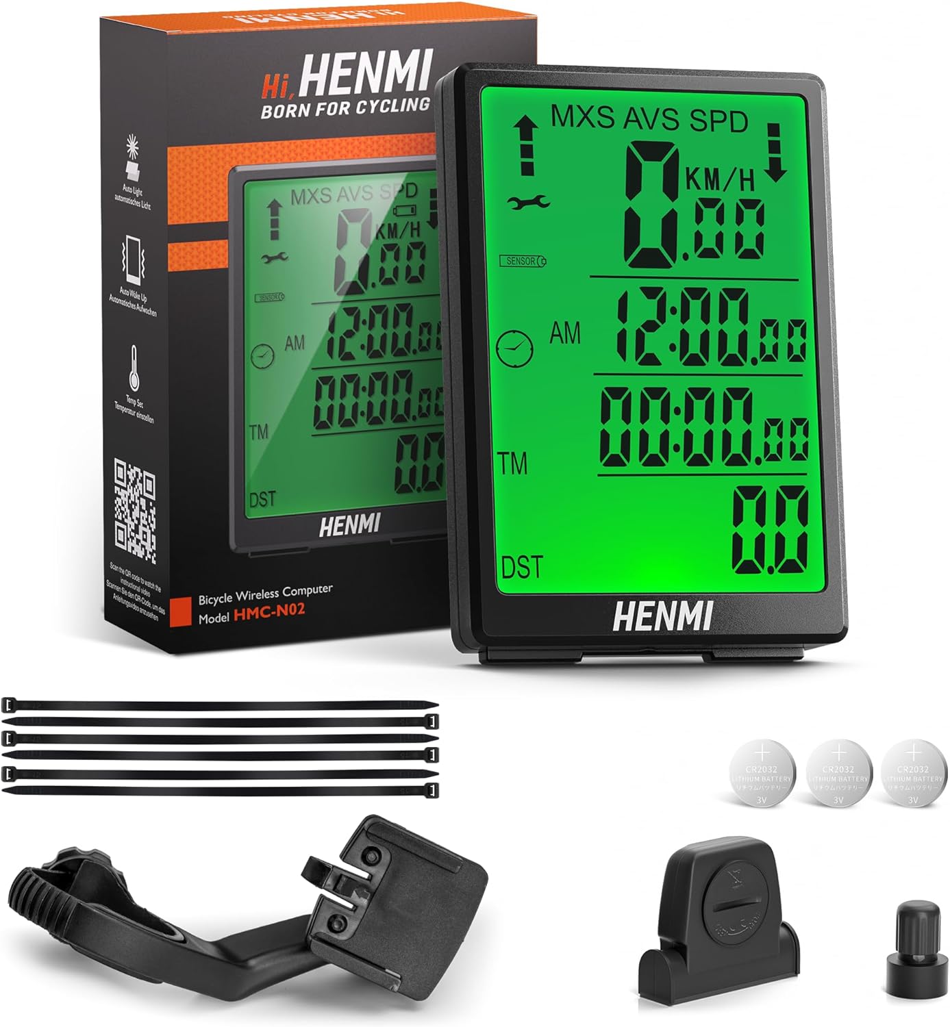 HENMI Fahrradcomputer Kabellos, 3,2 Zoll Multifunktion Fahrradtacho Ka