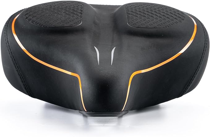 HENMI Fahrradsattel, Bequem Weich Herren Damen Fahrradsattel mit Federung, Ergonomisch Stoßdämpfend Fahrrad Sattel, Wasserdicht Atmungsaktiv Universal Fahrradsattel für Citybike Heimtrainer MTB