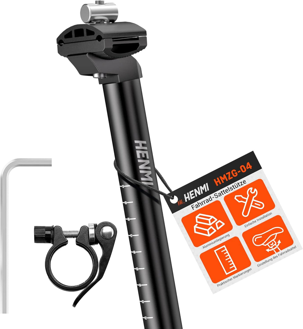 HENMI Fahrrad Sattelstütze mit Sattelklemme,Verstellbar Sattelstange 2