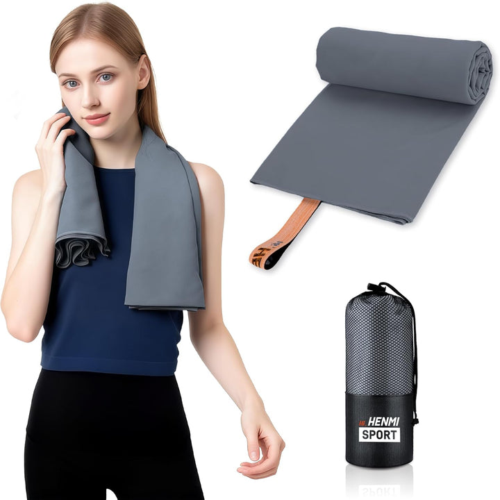 HENMI Mikrofaser Handtuch weich und tragbar, Ideal für Sauna Reisen. Hautfreundlich, hochsaugfähig, schnelltrocknend. Geeignet als Sporthandtuch Strandtuch Saunahandtuch Badetuch