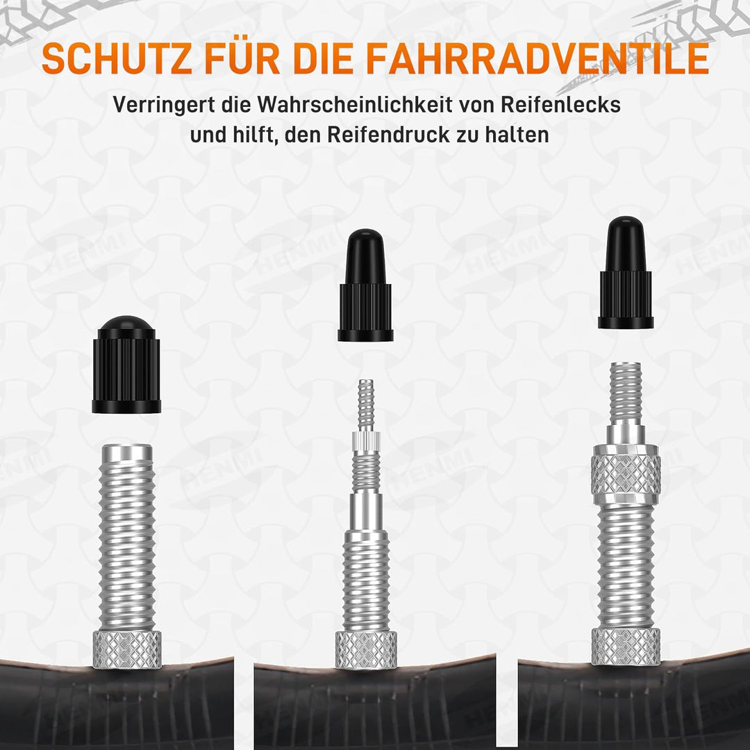 HENMI Fahrradventil Adapter Set, Alle Ventiladapter Fahrrad, Autoventil Adapter, Französisches ventil, Ballnadel, Kegelventil und Luftpumpe Adapter mit Sortierbox