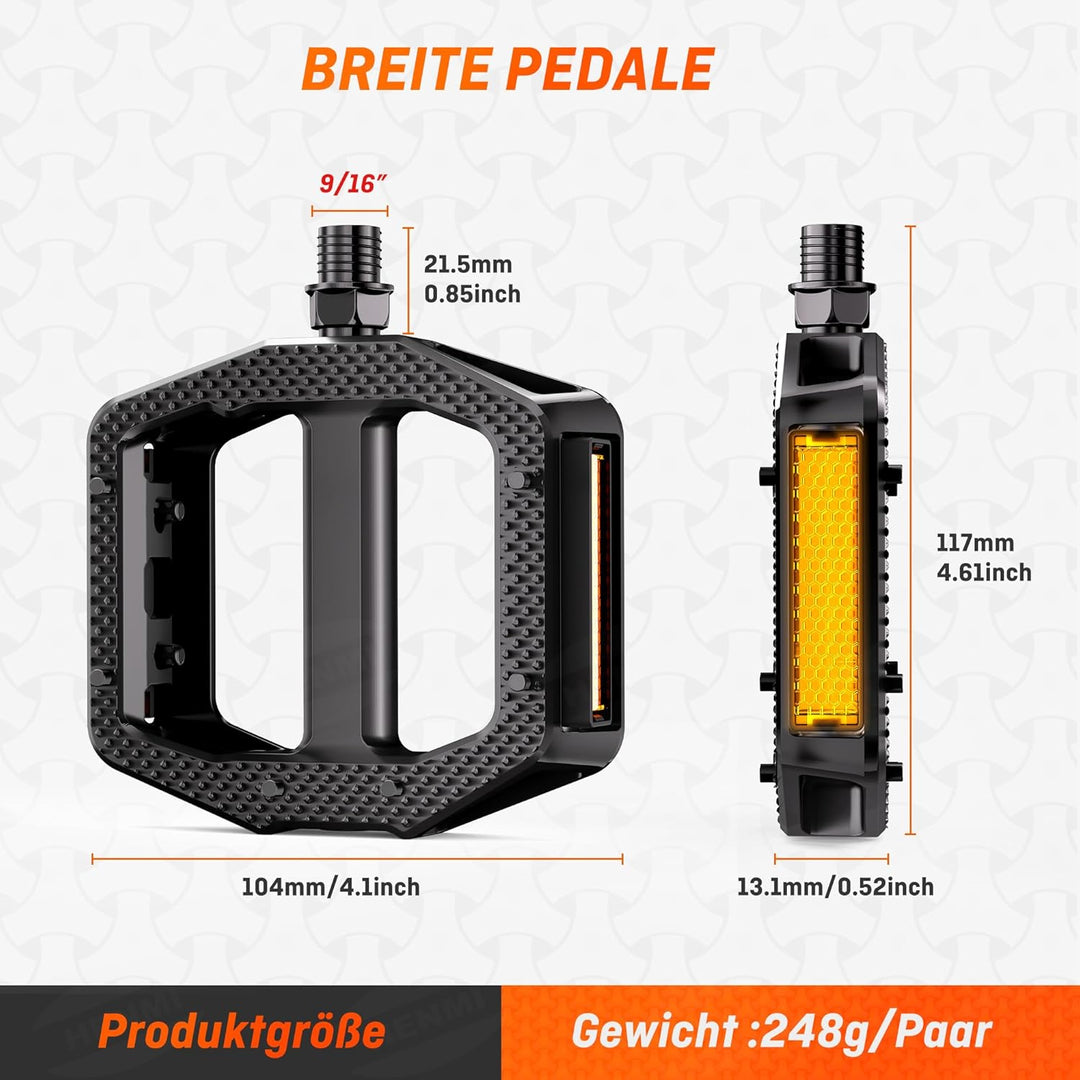 müssen fahrrad pedale reflektoren haben HENMI Fahrradpedale mit StVZO Zugelassen Reflektoren, 9/16 Zoll Fahrra