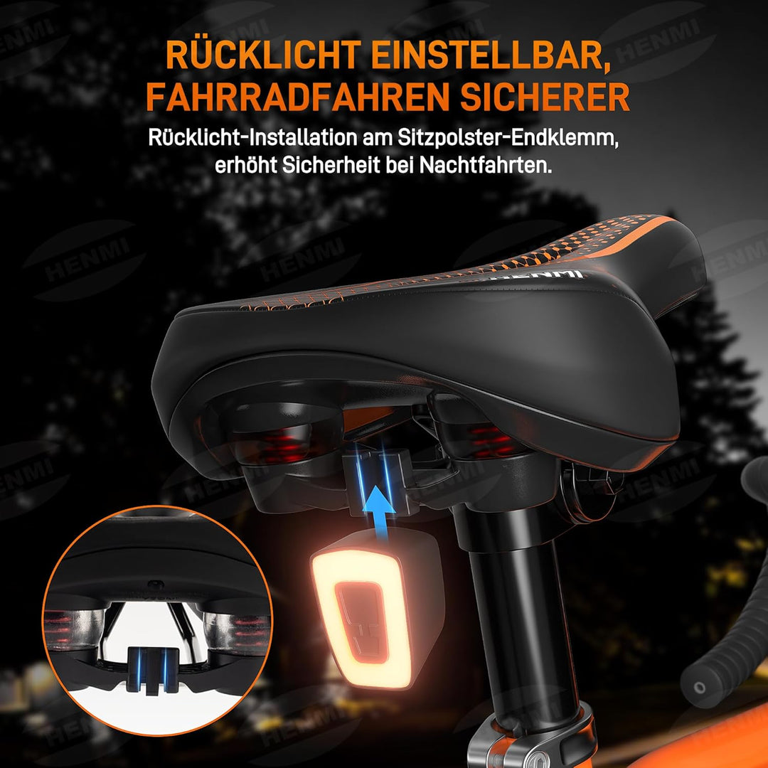 HENMI Fahrradsattel Herren Damen Weicher, Komfortabel Atmungsaktiv Stoßdämpfend Ergonomisch Fahrrad Sattel für Mountainbike MTB Trekking E-Bike Rennrad Fahrradsitz