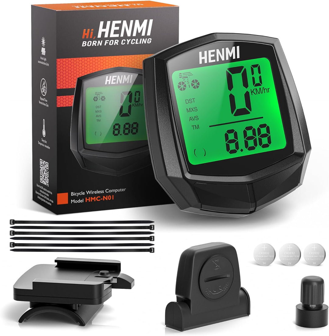HENMI Fahrradcomputer Kabellos, 24 Funktionen Fahrradtacho Kabellos, I