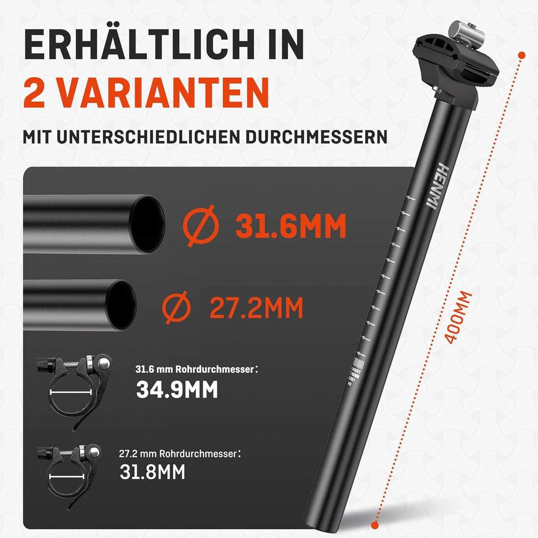 sattelklemme für 27 2 sattelstütze HENMI Fahrrad Sattelstütze mit Sattelklemme,Verstellbar Sattelstange 2
