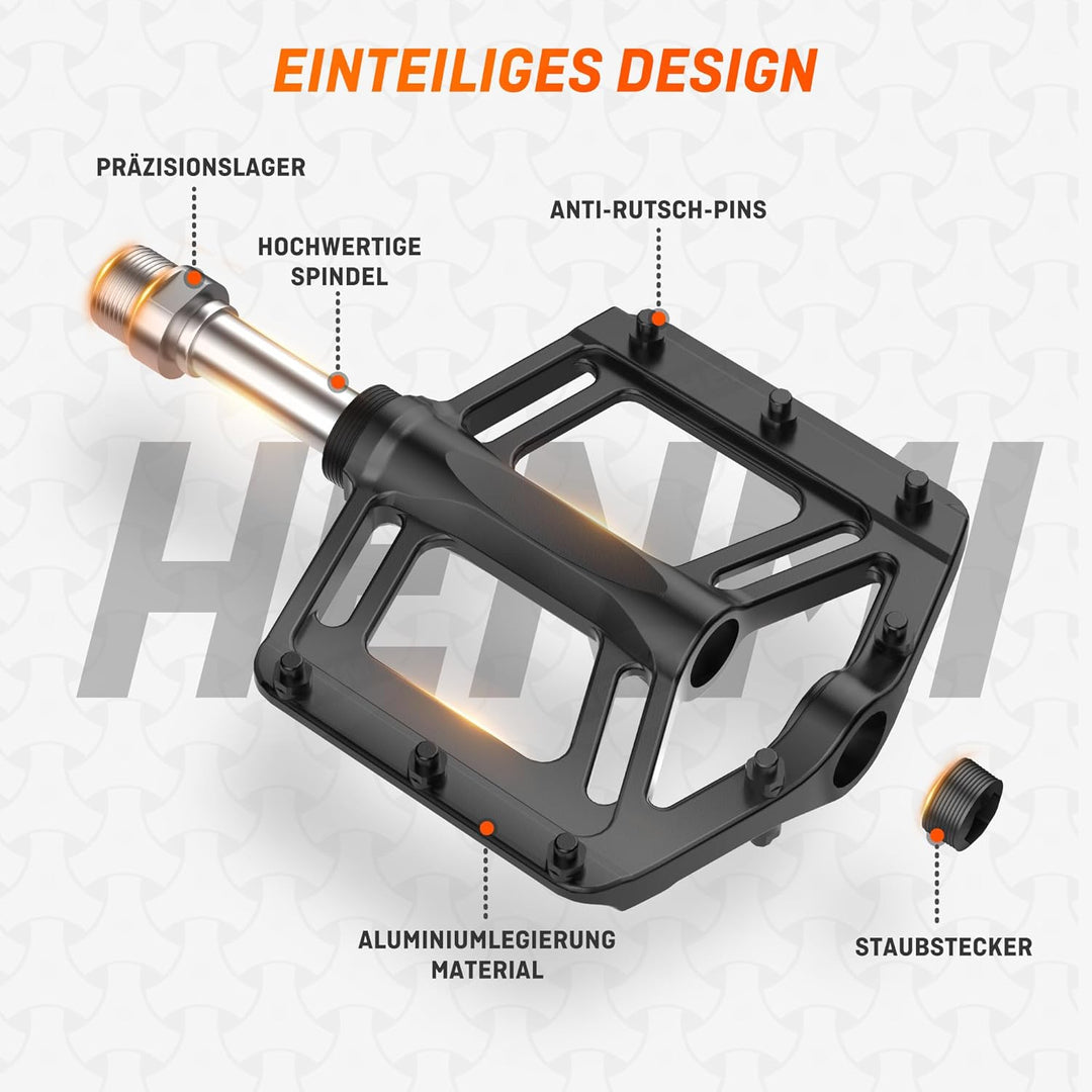 HENMI Fahrradpedale 9/16 Zoll Aluminium MTB Pedale mit Abgedichtete Lager Fahrrad Pedalen rutschfest Breites Plattformpedal für EBike, MTB, Rennrad, Trekking Pedale Universal