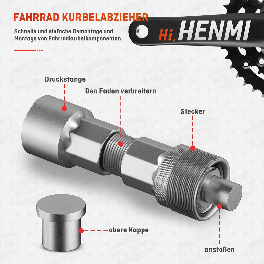 fahrrad pedal abzieher HENMI Fahrrad Kurbelabzieher Set, Universal Tretlager Abzieher Fahrrad