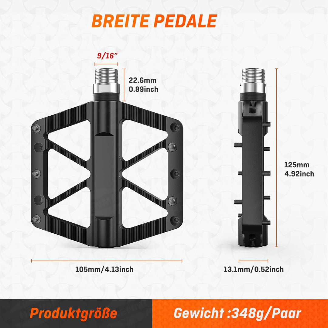 breite pedale fahrrad HENMI Pedale Fahrrad MTB, 9/16 Zoll Fahrradpedale rutschfest, Aluminiu