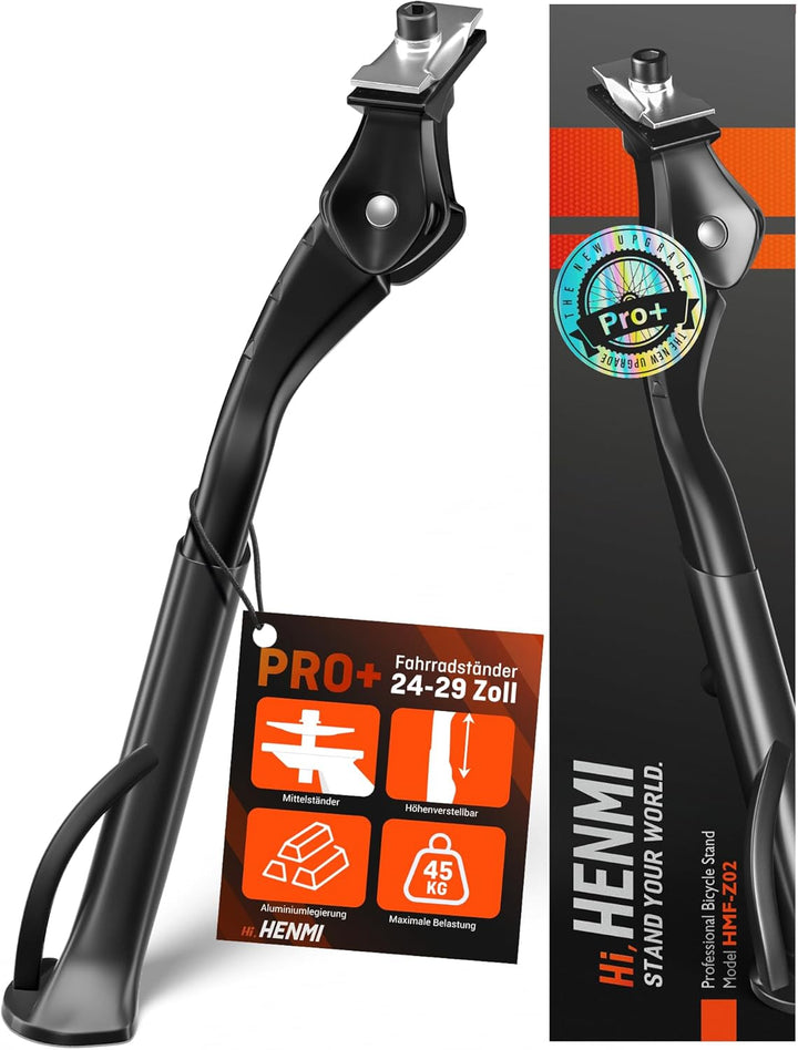 HENMI Fahrradständer 24-29 Zoll Pro+, Höheverstellbar Mittelständer für E-Bike, Montainbike, Trekkingrad, Cityrad, Max Belastung 42kg