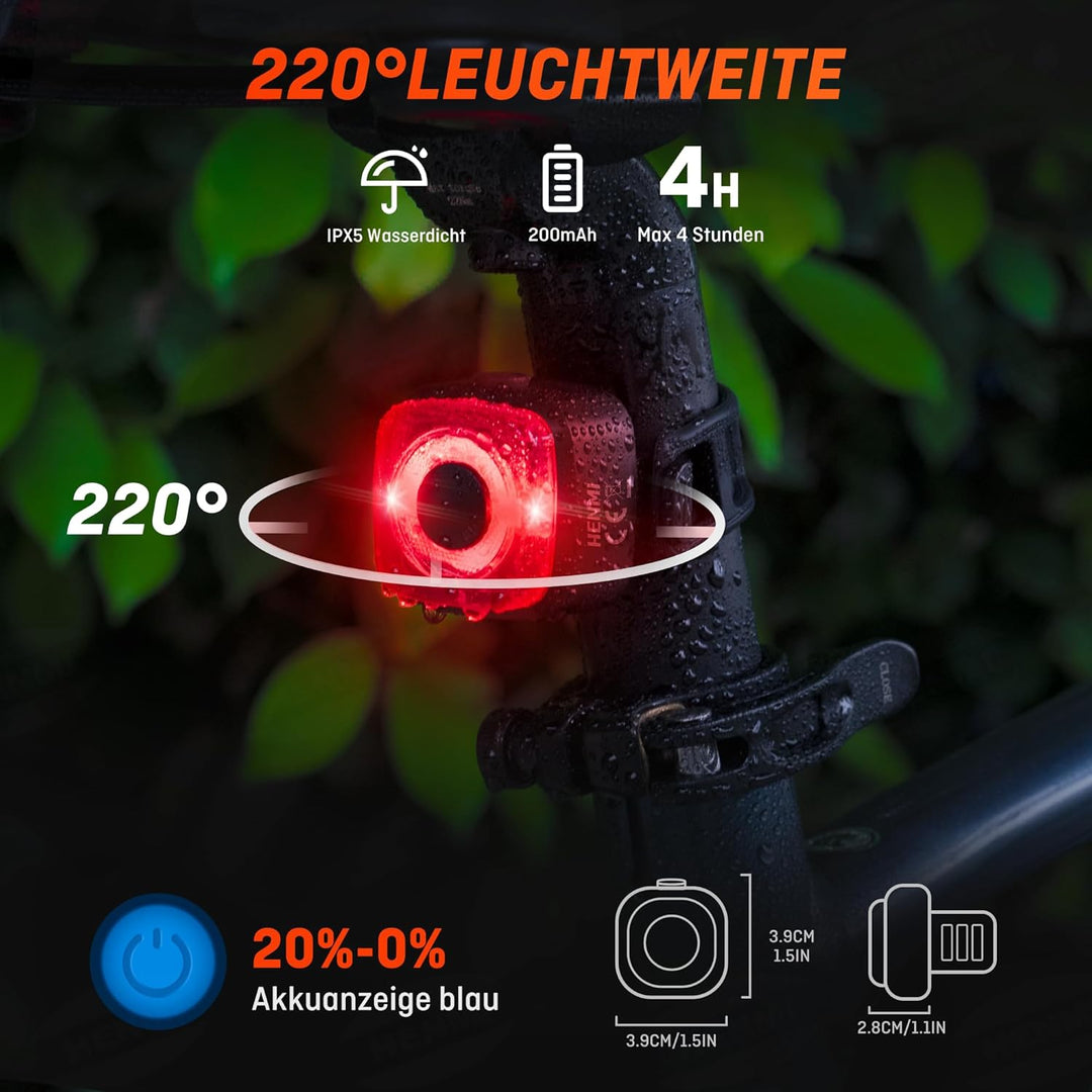 fahrradbeleuchtung usb aufladbar test HENMI Fahrrad Lichter Led Set,Stvzo Zugelassen Fahrradlicht Vorne und