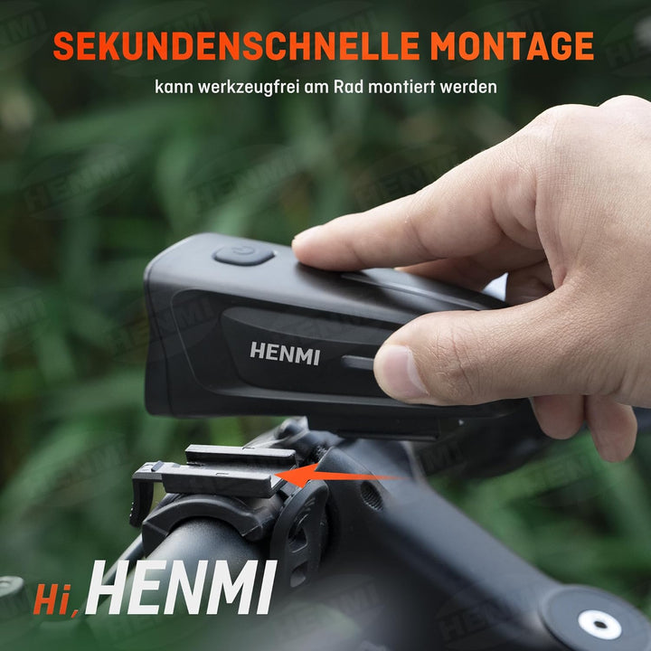 HENMI LED Fahrradlicht Vorne, StVZO Zugelassen Fahrradlampe Vorne, USB Aufladbar Fahrradbeleuchtung mit Batterie Aufforderung Schwach und 2/3 Beleuchtungsmodi,IPX5 Wasserdicht und Keine Blendu