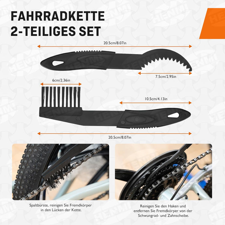 HENMI Kettennieter Fahrrad mit Fahrrad Reinigungsbürste, Kettenzange, Kettenschloss Zange und 5 Paar Fahrradketten Nieten Fahrradkette Reparatur Set für 6-12 Fach Fahrradkette