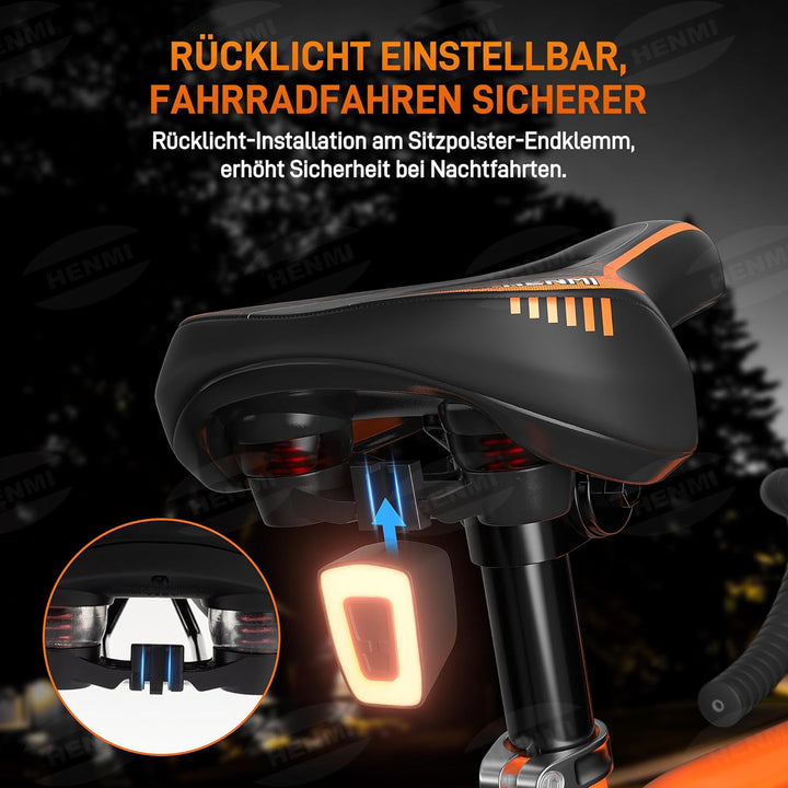 HENMI Fahrradsattel Herren Damen Weicher, Komfortabel Atmungsaktiv Stoßdämpfend Ergonomisch Fahrrad Sattel für Mountainbike MTB Trekking E-Bike Rennrad Fahrradsitz