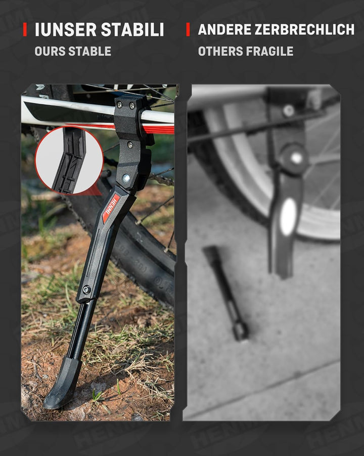 HENMI Fahrradständer 24-29 Zoll, Höhenverstellbar, rutschfest Seitenständer. Stabil Fahrradständer für Mountainbike, E-Bike, Trekkingrad, Cityrad, Pendlerfahrräder.