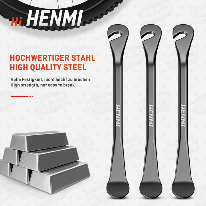 HENMI 3 Stück Reifenheber Reifenheber Fahrrad Metall Fahrrad Reifenheber Stark Robust Fahrradreifen Montagewerkzeug Wechselnwerkzeug