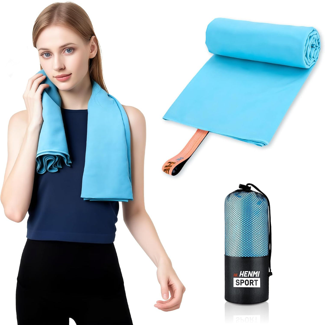 HENMI Mikrofaser Handtuch weich und tragbar, Ideal für Sauna Reisen. Hautfreundlich, hochsaugfähig, schnelltrocknend. Geeignet als Sporthandtuch Strandtuch Saunahandtuch Badetuch