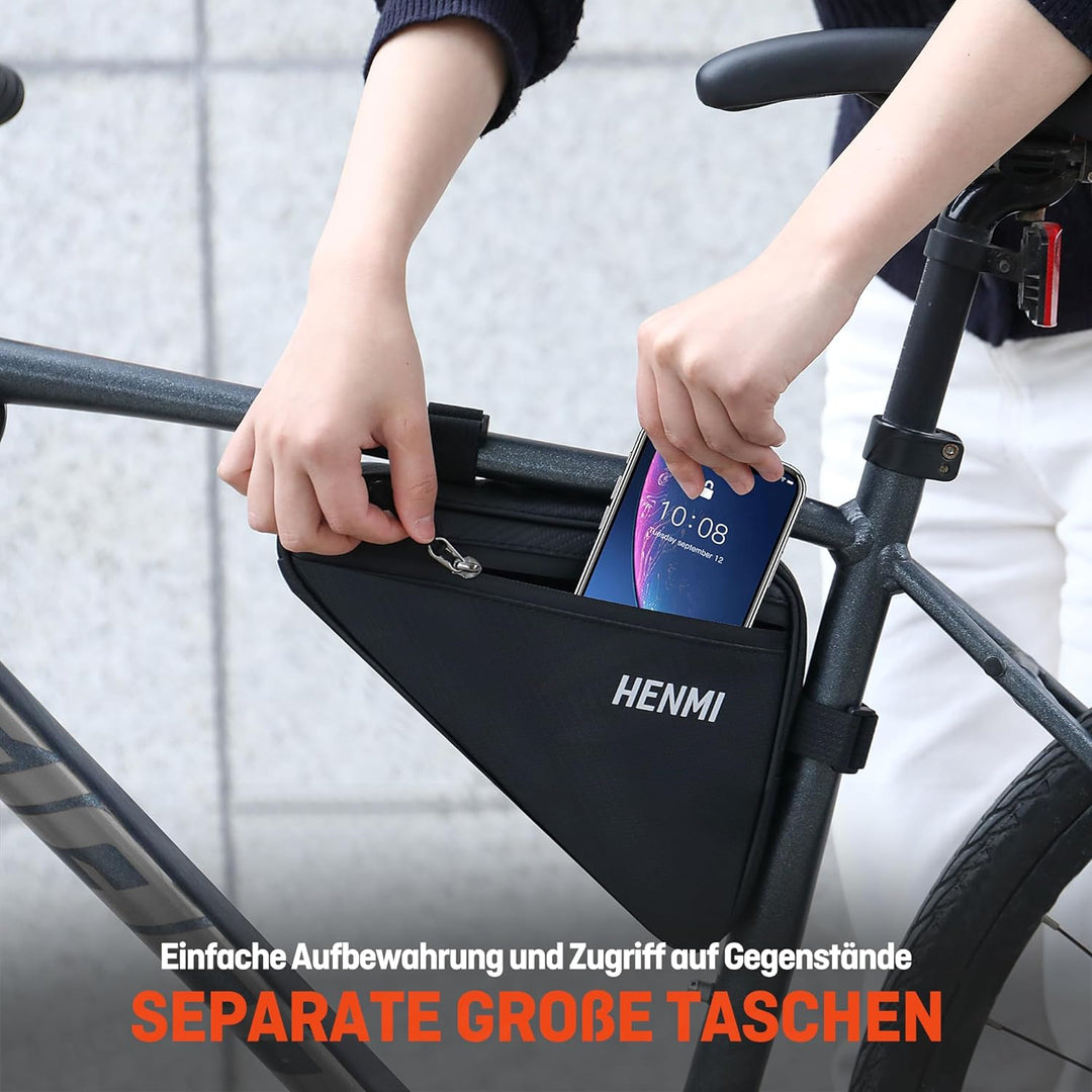 einfache fahrradtasche HENMI Fahrradtasche Rahmen, wasserdichte Rahmentasche Dreieckstasche,