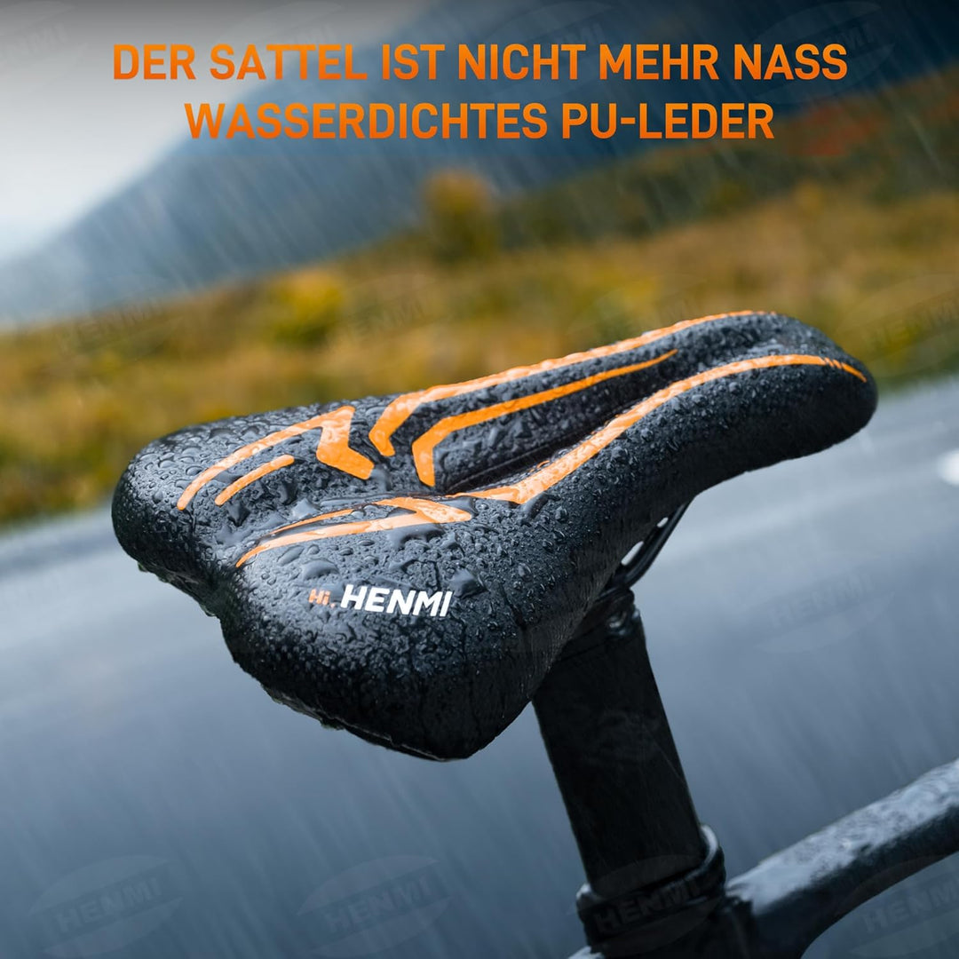 HENMI Fahrradsattel Herren Damen Weicher, Komfortabel Atmungsaktiv Stoßdämpfend Ergonomisch Fahrrad Sattel für Mountainbike MTB Trekking E-Bike Rennrad Fahrradsitz