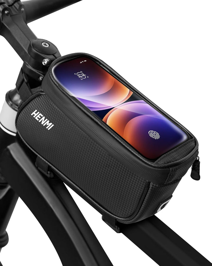 HENMI Rahmentasche Fahrrad, Oberrohrtasche Rennrad 1,2L Wasserdicht Handytasche Fahrrad bis zu 7 Zoll für Ebike, Gravelbike, Rennrad, MTB