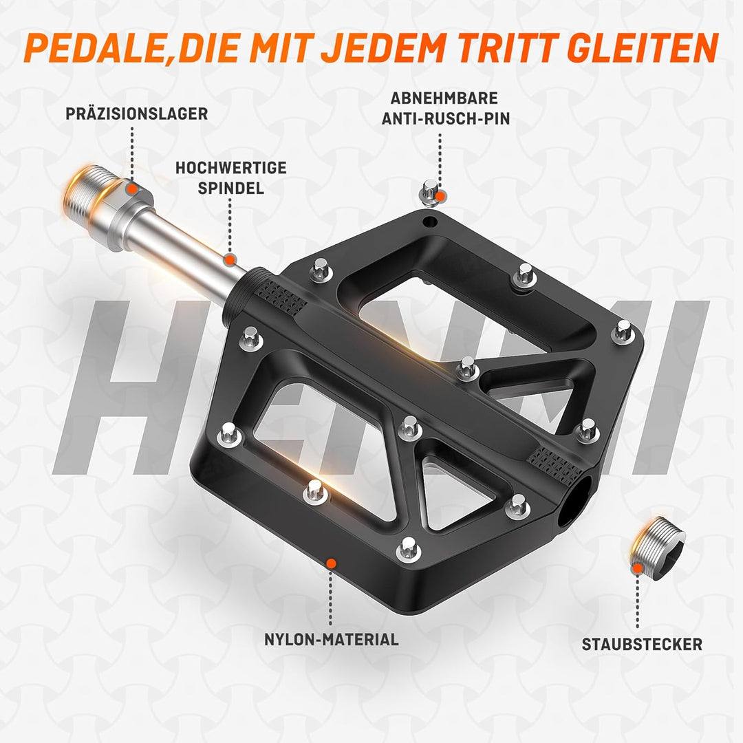 abnehmbare pedale HENMI Pedale Fahrrad MTB, 9/16 Zoll Fahrradpedale rutschfest, Aluminiu
