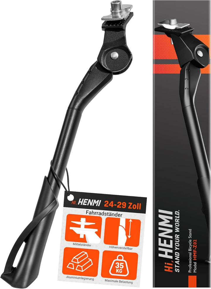 HENMI Fahrradständer 24–29 Zoll, Höheverstellbar Seiten-Ständer für E-Bike, Montainbike, Trekkingrad, Cityrad. Max. Belastung 35 kg