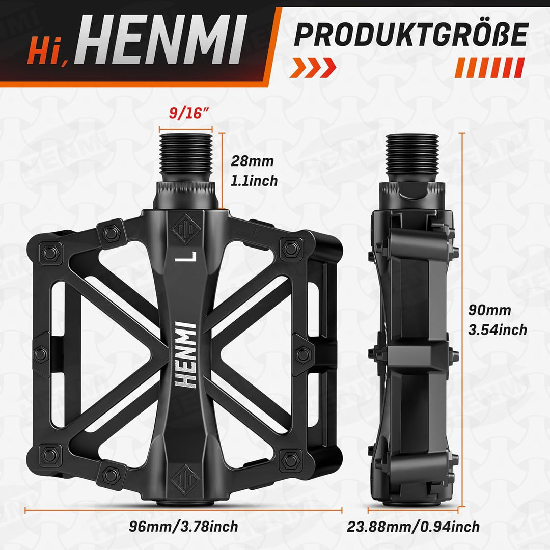 mountainbike fahrrad pedale HENMI Fahrradpedale 9/16 Zoll Aluminium MTB Pedale mit Abgedichtete La