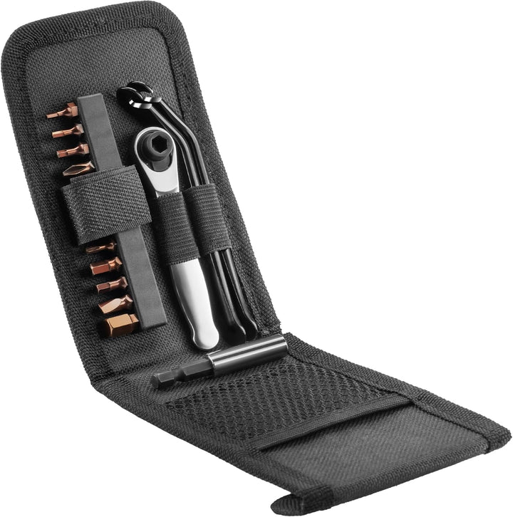 HENMI Klein Fahrrad 1/4" Ratschenschlüssel set,72 Zähne Mini Ratsche,Inklusive 12 Teiliges Schraubwerkzeug Set,1 Verlängerungsstange,2 Reifenheber,Multifunktional Fahrrad werkzeuge,Fahrrad Werkzeugset