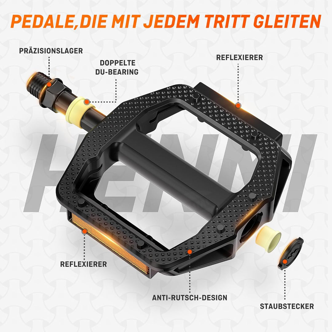 müssen fahrrad pedale reflektoren haben HENMI Fahrradpedale mit StVZO Zugelassen Reflektoren, 9/16 Zoll Fahrra