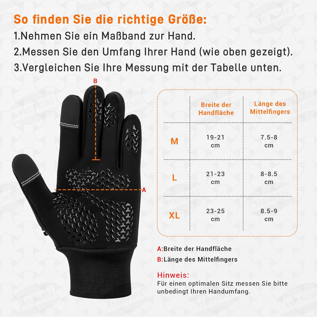 HENMI Fahrradhandschuhe Winter Herren Damen,Warme,Winddichte Touchscre