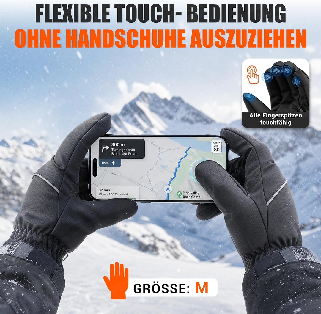 HENMI Winterhandschuhe Thermo Fahrradhandschuhe Herren Damen Arctic-Fleece-Innenfutter, wasserabweisend & winddichte warme Winterhandschuhe für Laufen, Skifahren, Wandern, Radfahren