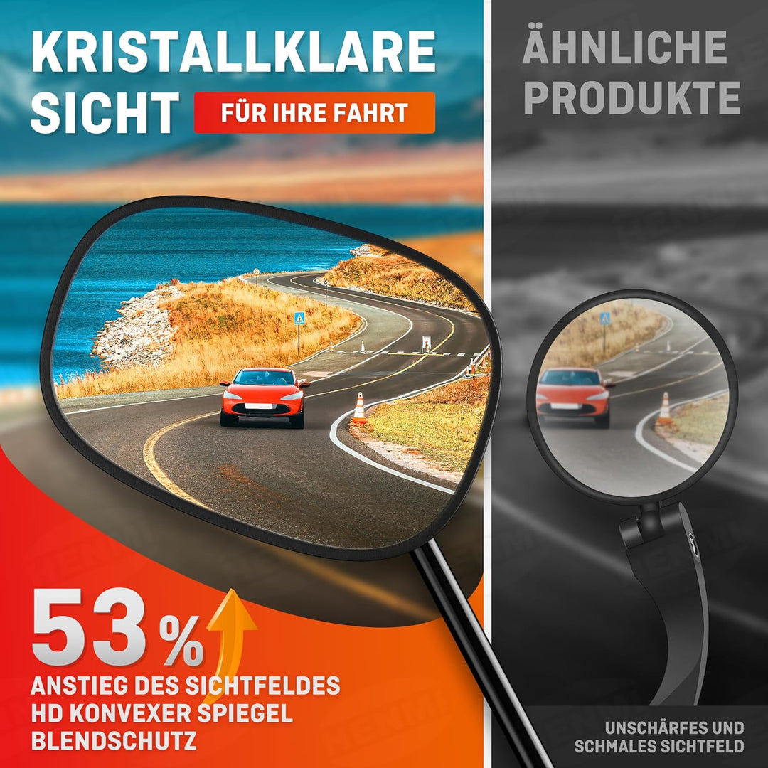 Fahrradrückspiegel für Lenker Drehspiegel Rückspiegel Lenkerspiegel für Fahrrad rennrad Mountainbikes radfahrer (Ovalvariante)