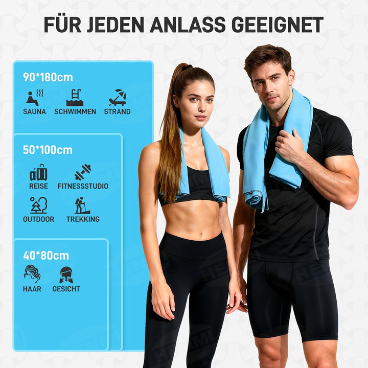 HENMI Mikrofaser Handtuch weich und tragbar, Ideal für Sauna Reisen. Hautfreundlich, hochsaugfähig, schnelltrocknend. Geeignet als Sporthandtuch Strandtuch Saunahandtuch Badetuch