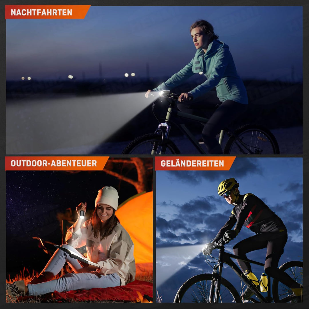 c lux fahrradbeleuchtung HENMI Led Fahrradlicht Vorne Akku 60/15 LUX, StVZO Zugelassen Fahrradl