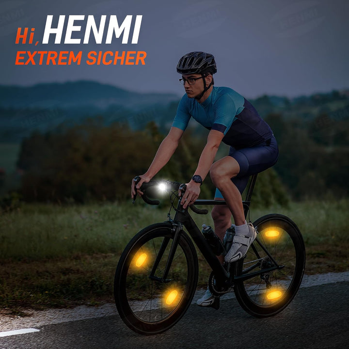 HENMI LED Fahrradlicht vorne, StVZO-zugelassen Fahrradbeleuchtung, USB Aufladbar Fahrrad Frontlicht, IPX5 Wasserdicht Fahrradlampe(mit/ohne Fahrrad Reflektoren)