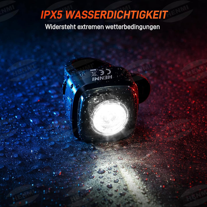 HENMI LED Fahrradlicht vorne, StVZO-zugelassen Fahrradbeleuchtung, USB Aufladbar Fahrrad Frontlicht, IPX5 Wasserdicht Fahrradlampe(mit/ohne Fahrrad Reflektoren)