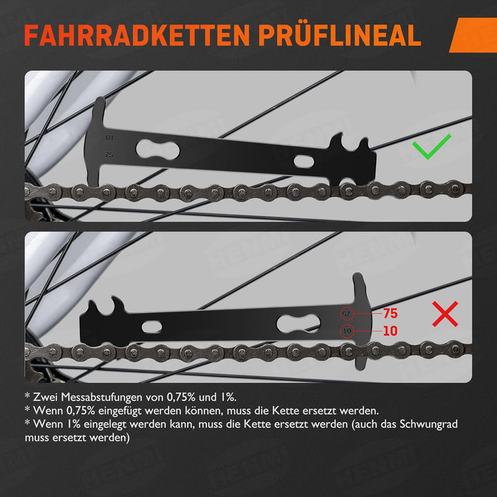 HENMI Kettennieter Fahrrad mit Fahrrad Reinigungsbürste, Kettenzange, Kettenschloss Zange und 5 Paar Fahrradketten Nieten Fahrradkette Reparatur Set für 6-12 Fach Fahrradkette