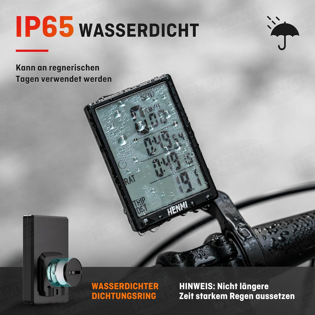 fahrradcomputer ohne kabel HENMI Fahrradcomputer Kabellos, 3,2 Zoll Multifunktion Fahrradtacho Ka