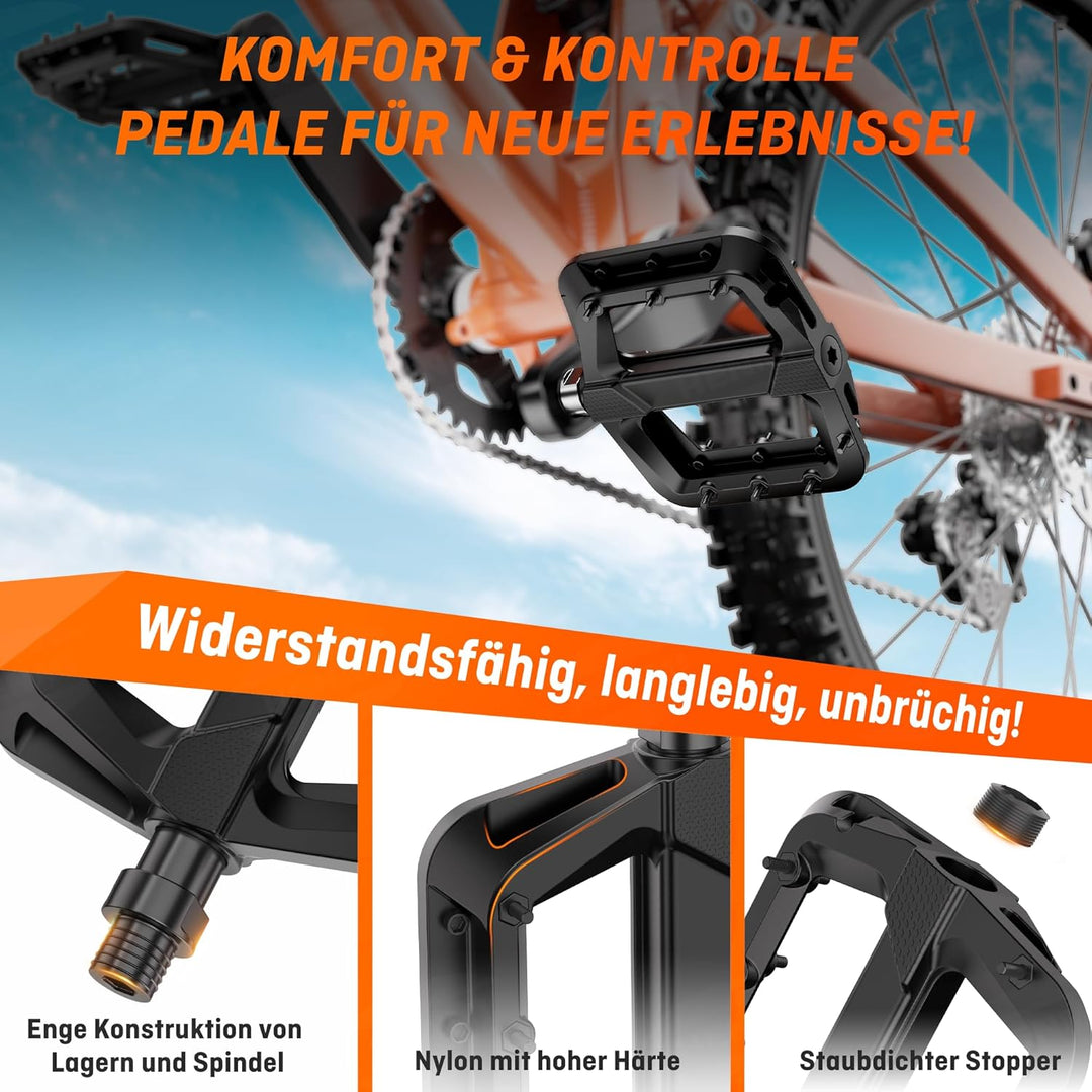 rutschfeste pedale fahrrad HENMI Fahrradpedale 9/16 Zoll, rutschfest Pedale Fahrrad MTB, Nylon Co