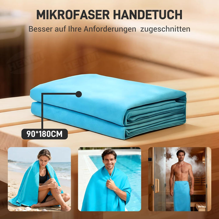 HENMI Mikrofaser Handtuch weich und tragbar, Ideal für Sauna Reisen. Hautfreundlich, hochsaugfähig, schnelltrocknend. Geeignet als Sporthandtuch Strandtuch Saunahandtuch Badetuch