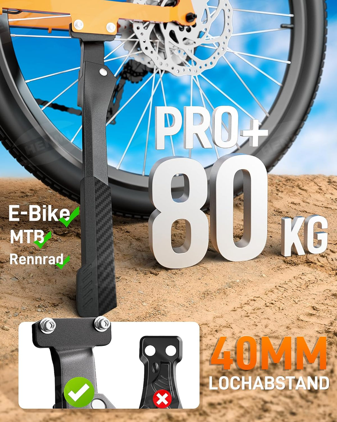 fahrradständer bike24 HENMI Fahrradständer E-Bike 24-29Zoll, fahrradständer 40mm lochabstand