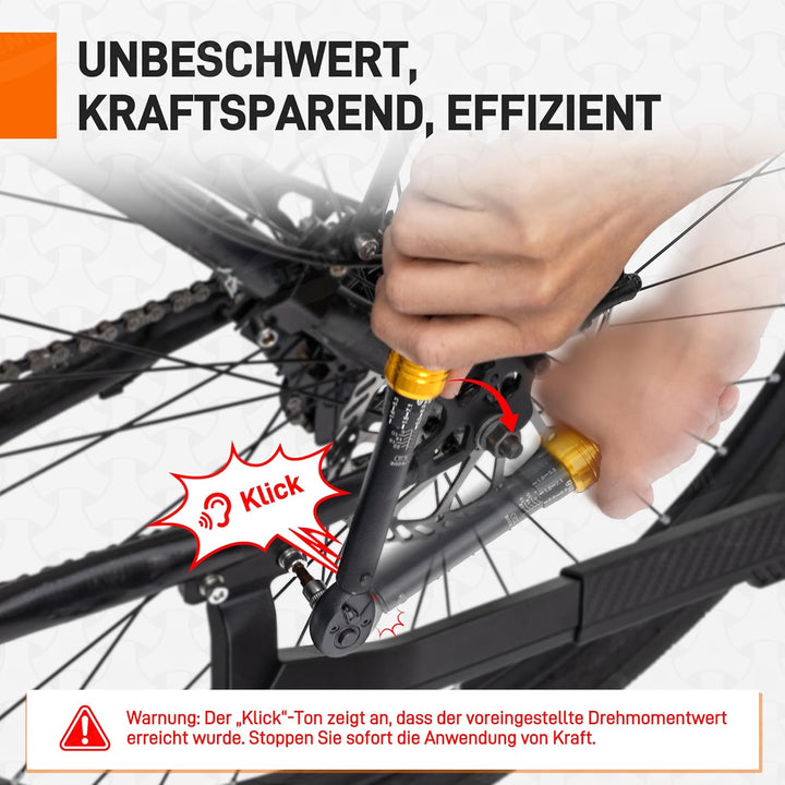 HENMI Drehmomentschlüssel Fahrrad 2-24 Nm, Drehmomentschlüssel 1/4 Zoll für Fahrrad & Motorrad, Torque Wrench Set mit 72 Zähne Ratsche, ±3% Fehlergenauigkeit, Inklusive 13 Bits & Verlängerungsstange