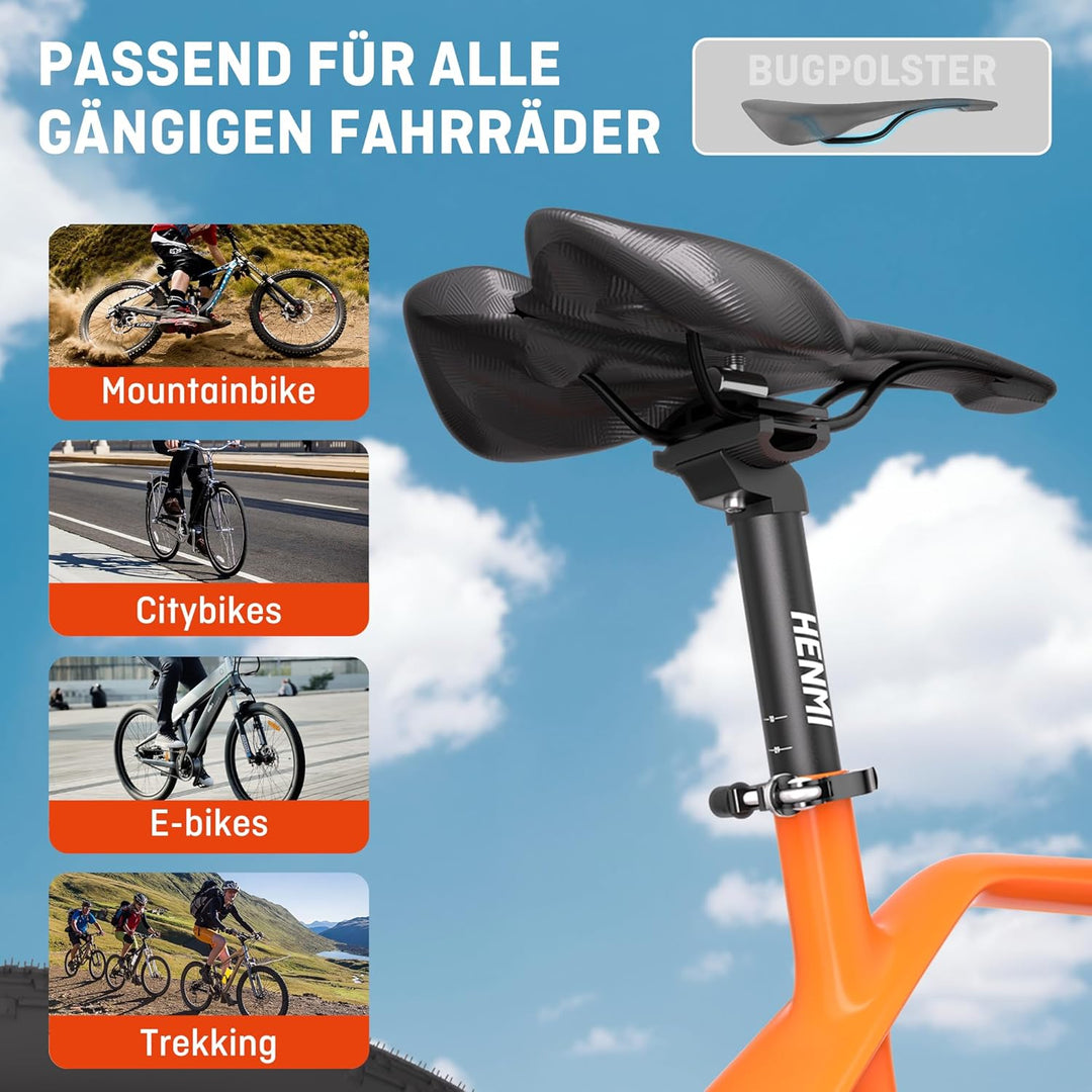 fahrradsattel höhenverstellbar HENMI Fahrrad Sattelstütze mit Sattelklemme,Verstellbar Sattelstange 2