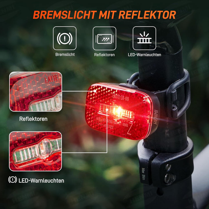 HENMI LED Fahrradleuchten Set, USB Aufladbar Fahrradlicht LED Set,Stvzo Zugelassen Fahrradlicht Vorne und Rücklicht Fahrrad,IPX5 Wasserdicht