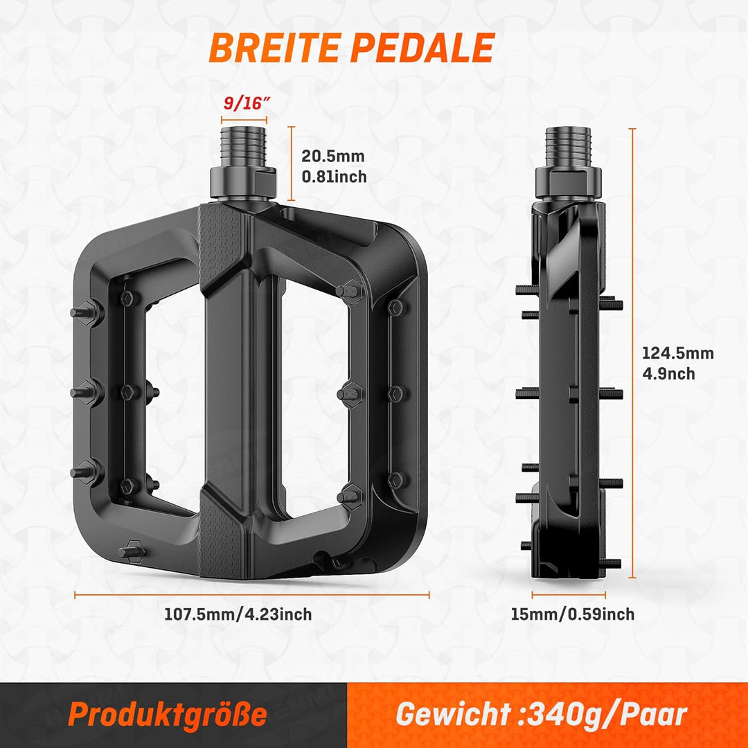 breite pedale HENMI Fahrradpedale 9/16 Zoll, rutschfest Pedale Fahrrad MTB, Nylon Co