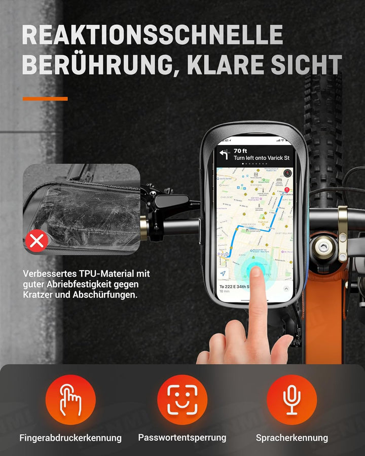 HENMI Handyhalterung Fahrrad Wasserdicht Tasche für 4.7-7 Zoll Smartphone Handytasche Fahrrad mit Regenschutz 360°Drehbarem Fahrradtasche Handy für Rennrad, Ebikes, Motorrad