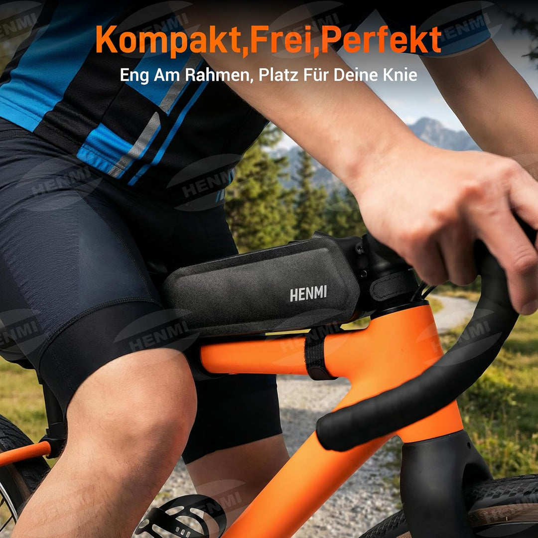HENMI Oberrohrtasche Fahrrad, 1,3 L Fahrrad Rahmentasche Wasserdicht für Ebike, Mountainbike,Rennrad Fahrradzubehör