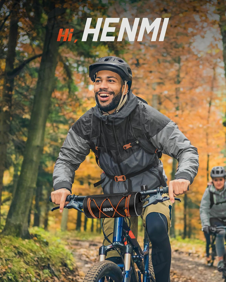 HENMI Lenkertasche Fahrrad Wasserdicht, Fahrradtasche Lenker für E-Bike, MTB, Rennrad, Lenkertasche Rennrad mit Schultergurt ca.2,4L (Orange)