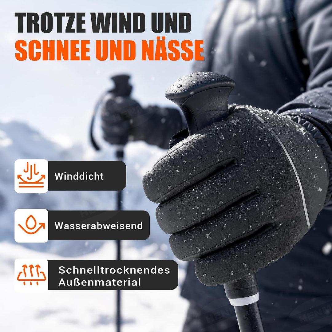 HENMI Winterhandschuhe Thermo Fahrradhandschuhe Herren Damen Arctic-Fleece-Innenfutter, wasserabweisend & winddichte warme Winterhandschuhe für Laufen, Skifahren, Wandern, Radfahren