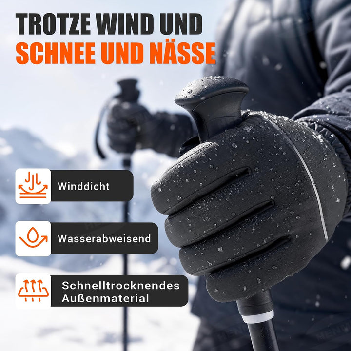 HENMI Winterhandschuhe Thermo Fahrradhandschuhe Herren Damen Arctic-Fleece-Innenfutter, wasserabweisend & winddichte warme Winterhandschuhe für Laufen, Skifahren, Wandern, Radfahren