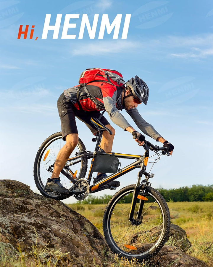 HENMI Fahrradabdeckung Wasserdicht 420D, Fahrradgarage Wetterfest mit Aufbewahrungstasche, UV-Schutz, Reißfest, Schlossösen Fahrradplane für E-bike, Holzpferd, Roller Motorroller (210x110x70 cm)